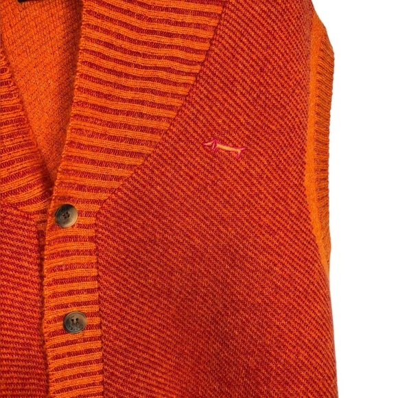 Louis Castel Golf Preppy Wool Blend Sweater Vest Size 110-XXL Orange Red Striped - Picture 6 of 12